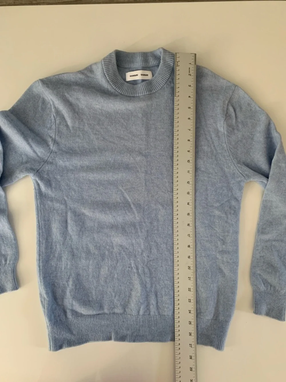 Samsøe Samsøe Viktor Crew Neck Sweater Men’s M 100% Wool Chambray Blue